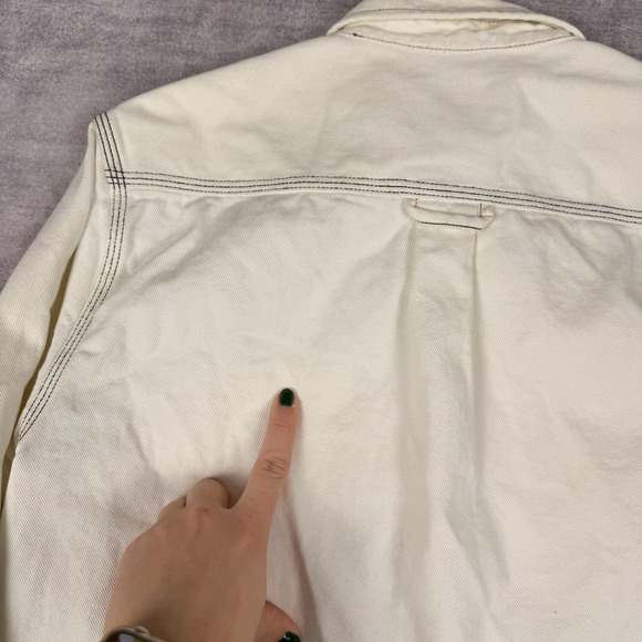 Carhartt Jacket Men's Small White Denim Work in Project Chalk Shirt Jac - Picture 8 of 13